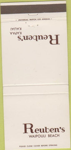 Matchbook Cover - Reuben's Restaurant Kapaa Kauai HI 30 Strike