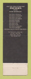 Matchbook Cover - Potter's Canadian Whiskey Vodka Portland OR WEAR