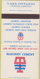 Matchbook Cover - Masonry Cement Lake Ontario 30 Strike
