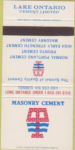 Matchbook Cover - Masonry Cement Lake Ontario 30 Strike