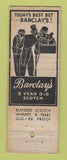 Matchbook Cover - Barclay's Whiskey Gin Detroit MI WORN