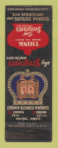 Matchbook Cover - Seagram's Whiskey New York City WEAR