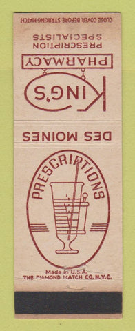 Matchbook Cover - King's Drug Stores Des Moines IA WEAR