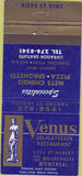 Matchbook Cover - Venus Restaurant Deli Montreal QC 30 Strike