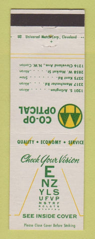 Matchbook Cover - COOP Optical Akron Stow Canton OH