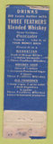 Matchbook Cover - Three Feathers Whiskey feature  WORN