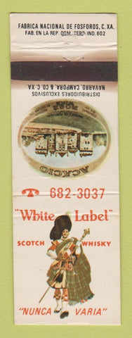 Matchbook Cover - White Label Scotch Whiskey Dominican Republic WORN