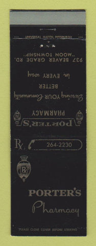 Matchbook Cover - Porter's Drug Store Moon Township PA