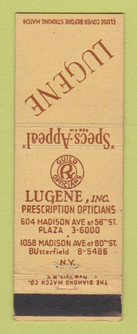 Matchbook Cover - Lugene Opticians New York City