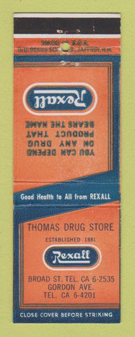 Matchbook Cover - Rexall Drug Thomas Store  DD Bean