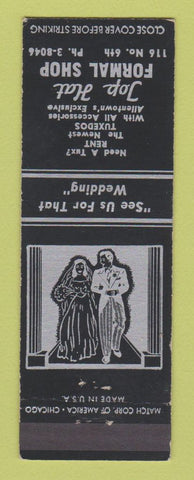 Matchbook Cover - Top Hat Formal Shop Tuxedo Allentown PA