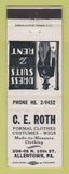 Matchbook Cover - CE Roth Men's Clothes Formal Allentown PA