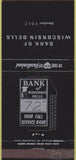 Matchbook Cover - Bank of Wisconsin Dells WI WEAR 30 Strike