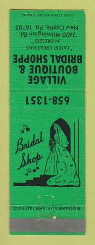 Matchbook Cover - Village Boutique Bridal Shoppe New Castle PA GREEN