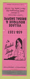 Matchbook Cover - Village Boutique Bridal Shoppe New Castle PA SALMON