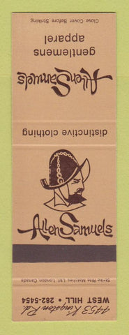 Matchbook Cover - Allen Samuels Men's Clothes West Hill ON SAMPLE