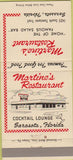 Matchbook Cover - Martine's Restaurant Sarasota FL 30 Strike