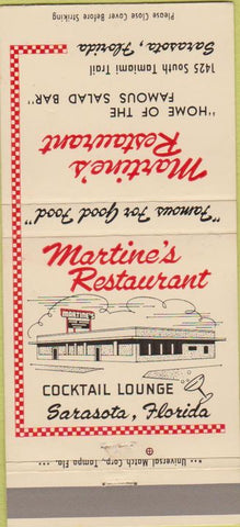 Matchbook Cover - Martine's Restaurant Sarasota FL 30 Strike