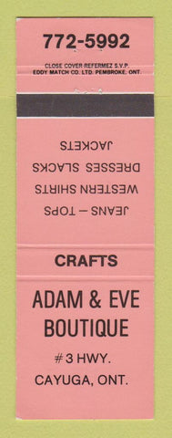 Matchbook Cover - Adam & Eve Boutique Clothes Cayuga ON