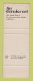 Matchbook Cover - Au Dernier Cri Switzerland SAMPLE