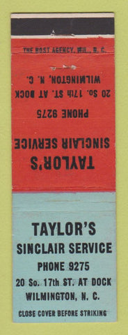 Matchbook Cover - Taylor's Sinclair oil gas Wilmington NC
