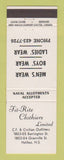 Matchbook Cover - Fit Rite Clothes Halifax NS
