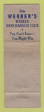 Matchbook Cover - Werner's Haberdashery Men's Clothes Rutherford NJ