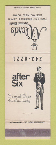 Matchbook Cover - M'lord's Tuxedo Rentals Des Moines IA After Six