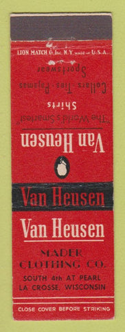 Matchbook Cover - Van Heusen Men's Clothes Mader La Crosse WI