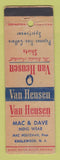 Matchbook Cover - Van Heusen Men's Clothes Mac & Dave Englewood NJ