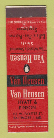 Matchbook Cover - Van Heusen Men's Clothes Hyatt & Pinson Baltimore MD