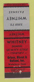 Matchbook Cover - Whitney Clothes Grieve Bisset Holland Waterbury CT