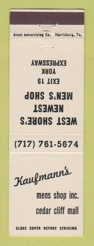 Matchbook Cover - Kaufmann's Men's Clothes York? PA