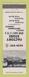 Matchbook Cover - Facotry Store Brattleboro VT Clothes