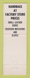 Matchbook Cover - Facotry Store Brattleboro VT Clothes