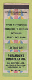 Matchbook Cover - Paramount Umbrella Brooklyn NY