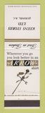 Matchbook Cover - Arrow Men's Clothes Keens Quesnel BC