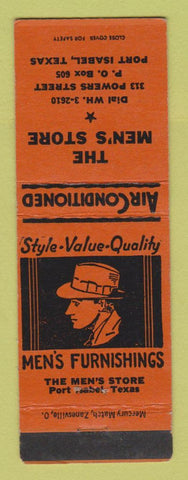 Matchbook Cover - The Men's Store Clothes Port Isabel TX ORANGE