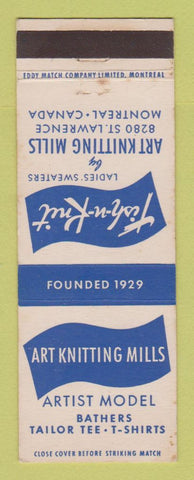 Matchbook Cover - Art Knitting Mills Clothes Tish n Knit Montreal QC