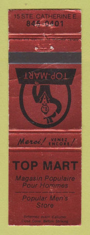 Matchbook Cover - Top Mart Men's Clothes Montreal QC