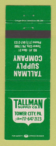 Matchbook Cover - Tallman Supply Tower City PA