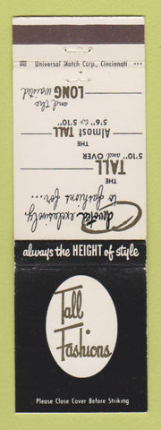 Matchbook Cover - Tall Fashions Clothes Cincinnati Dayton Columbus OH Atlanta GA