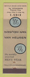 Matchbook Cover - Van Heusen Men's King's Elizabethtown PA