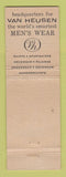 Matchbook Cover - Van Heusen Men's King's Elizabethtown PA