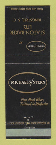 Matchbook Cover - Michaels Stern Men's Clothes Staton Baker Kingstree SC