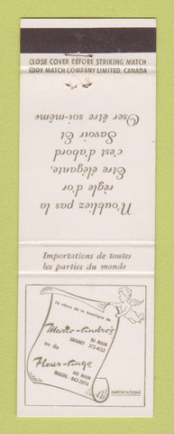 Matchbook Cover - Marie Andree Fleur Ange Clothes Granby QC Magog
