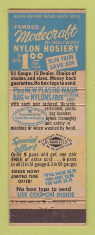 Matchbook Cover - Nylon Hosiery Modecraft Offer