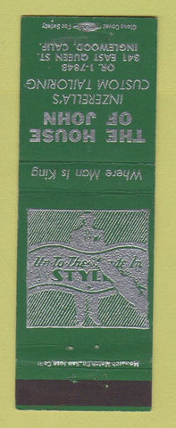 Matchbook Cover - House of John Tailoring Clothes Men's Inglewood CA