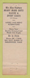 Matchbook Cover - House of John Tailoring Clothes Men's Inglewood CA