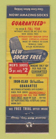 Matchbook Cover - Sock Offer Joy Hosiery Mills St Louis MO
